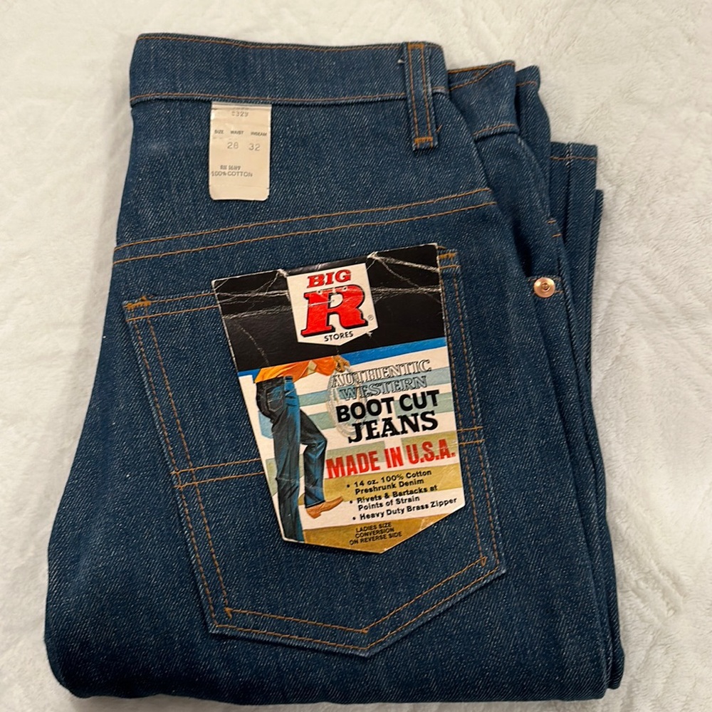 Vintage Big R Stores Authentic Western Boot Cut Jeans 100% Cotton Brass Zipper